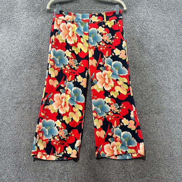 Ann Taylor Pants - Ann Taylor Loft Cropped Trouser Pants Women 00P Floral Hi Rise Wide Leg Culottes